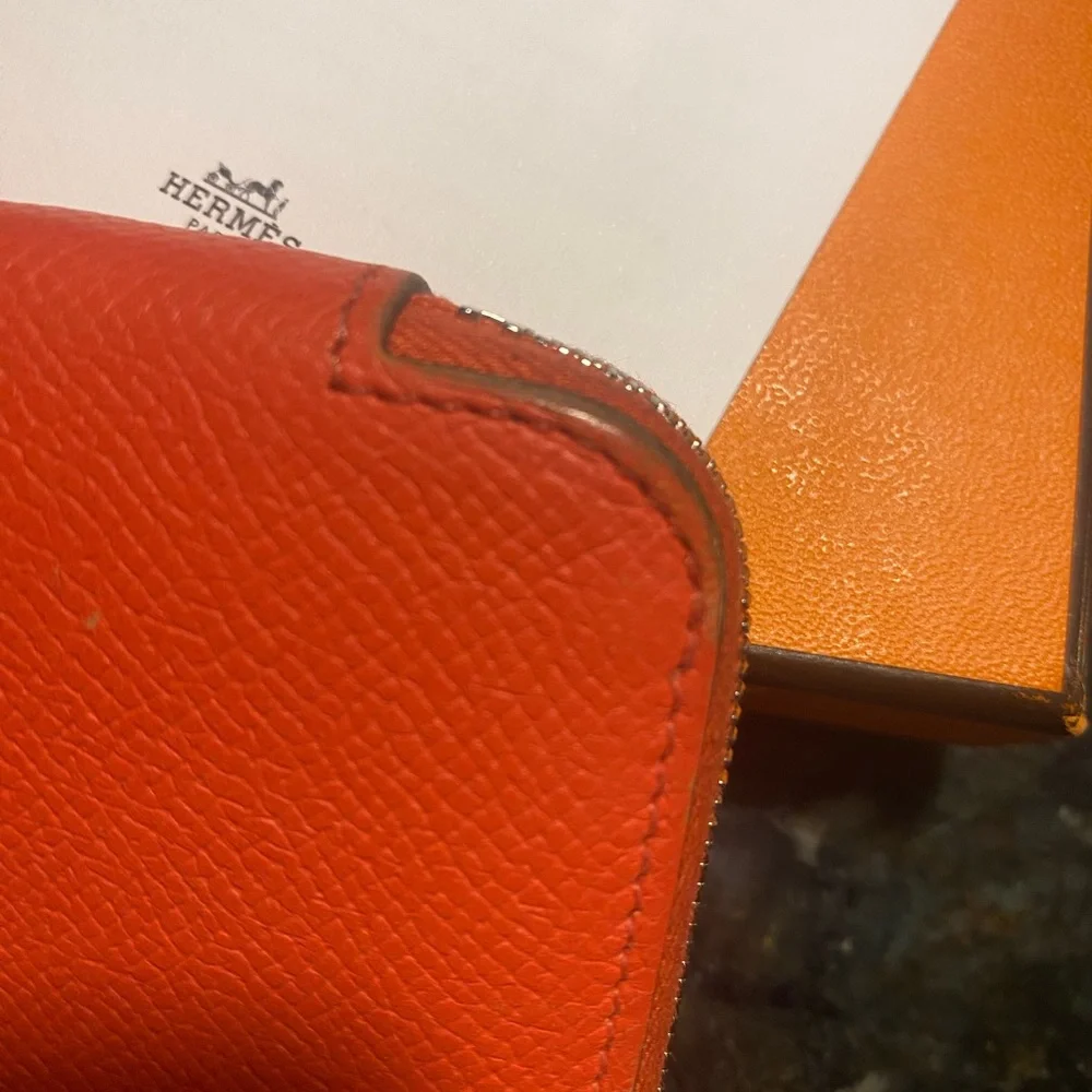 Hermes Vintage Orange Sun Silk’In Wallet